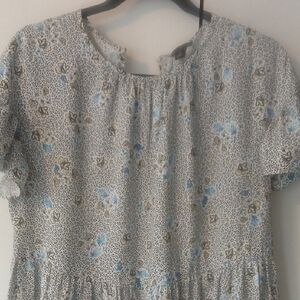 Ann Taylor Petite Floral Dress in Blue and Black